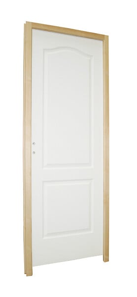 BALLAY - Bloc-porte alvéolaire postformé 2 panneaux Chapeau de gendarme-204x73cm poussant droite / Huisserie bois brut, section : 66x56 mm - large