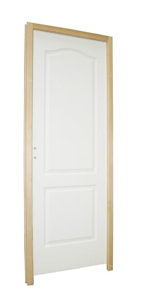 BALLAY - Bloc-porte alvéolaire postformé 2 panneaux Chapeau de gendarme-204x83cm poussant gauche / Huisserie bois brut, section : 66x56 mm - large