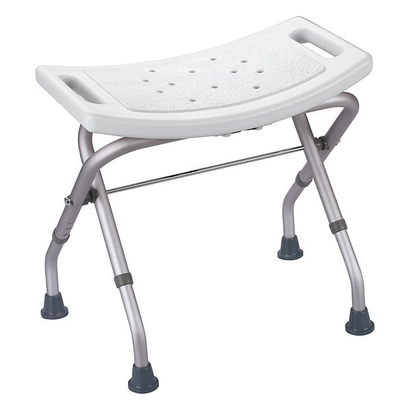 MSV - Tabouret douche pliable ajustable aluminium Blanc 120 kg - large