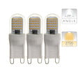 XANLITE - Pack 3 ampoules LED capsule G9, 2,6W chacune, équivalent 20W, blanc chaud, 2700K, classe énergétique A++, allumage instantané, durée de vie 15000 h - vignette