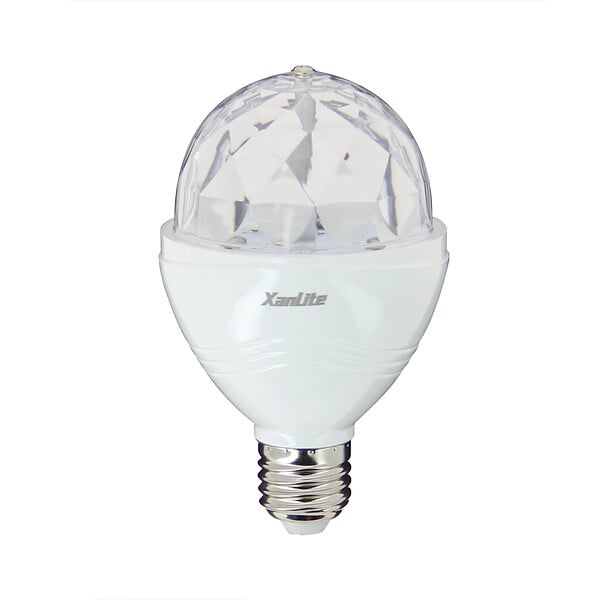 XANLITE - Ampoule LED RVB motorisée, culot E27, 3,2W, couleurs changeantes, angle 180°, effet boule à facette - large
