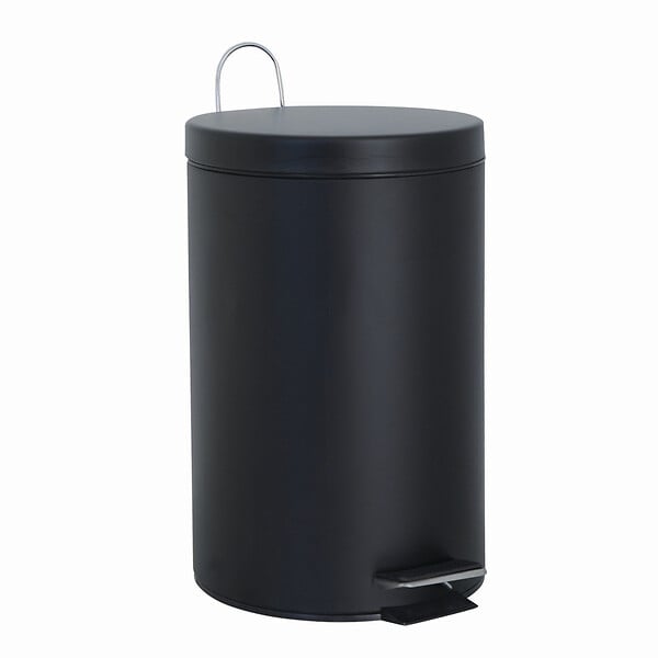 MSV - Poubelle à pédale - Acier inoxydable - Noire - 5 litres - large