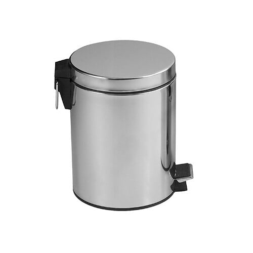 MSV - Poubelle de salle de bain Inox miroir - 5 L avec pédale - large