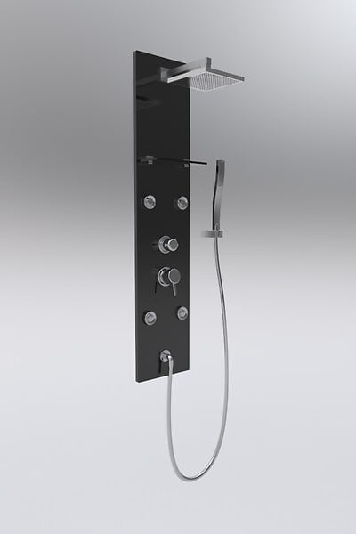 AURLANE - Colonne de douche hydromassante AURLANE Glass Noir L.25xl.22xH.125cm - large
