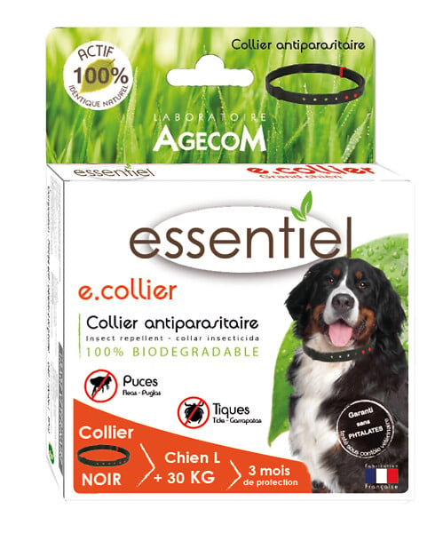 ESSENTIEL - E.collier grand chien noir75cm - large