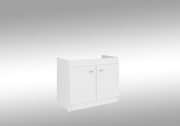 LEMPERT - Meuble sous-évier 100 cm - 2 portes - Blanc - large