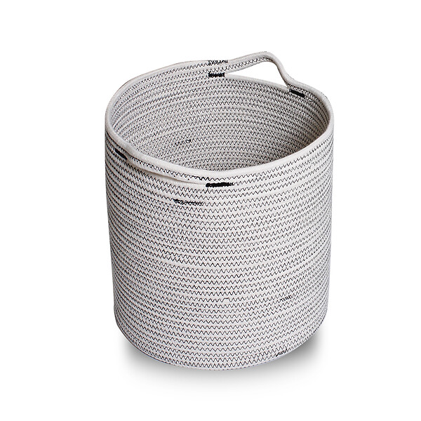 LE MARQUIER - Panier à bûches en corde de coton - Déco Navy - 45cm - large