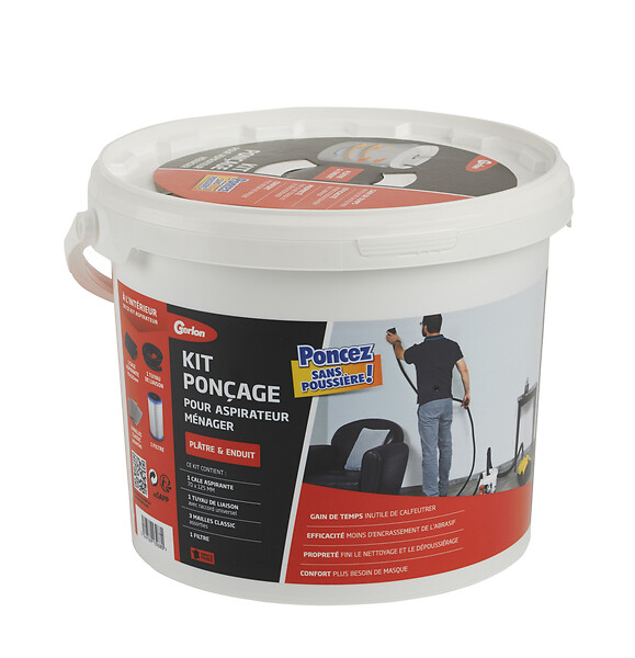 GERLON - Kit ponçage aspirant - Cale 70x125 mm - Seau + filtre inclus - large