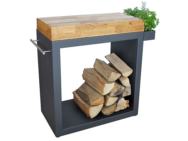 ARTISS DESIGN - Meuble multifonction graphite avec tablette bois 80 x 45 x 91 cm - Artiss - large