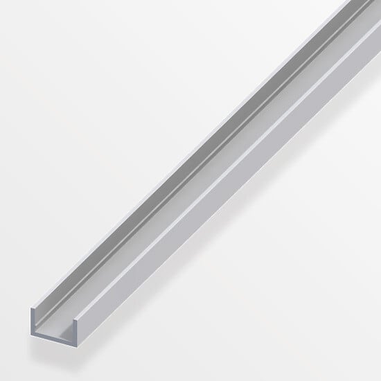 ALFER - U profilé 10x22.5x1.5mm aluminium anodisé argent 2m - large