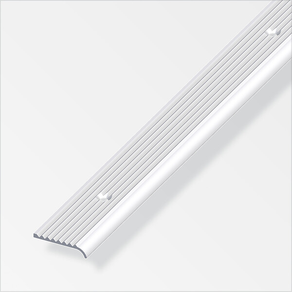 ALFER - Profilé de marche arrondi 25x6mm aluminium rainure percée 2m - large