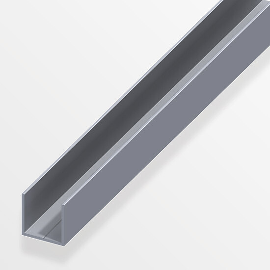 ALFER - U carré 15.5mm aluminium brut 1m - large
