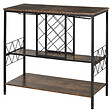 HOMCOM - Homcom Étagère Style Industriel Étagère Porte Bouteilles Casier À Vin 7 Bouteilles Support Verres À Vin Intégré 16 Max. Métal Noir Panneaux Particules Aspect Vieux Bois Veinage - vignette