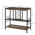 HOMCOM - Homcom Étagère Style Industriel Étagère Porte Bouteilles Casier À Vin 7 Bouteilles Support Verres À Vin Intégré 16 Max. Métal Noir Panneaux Particules Aspect Vieux Bois Veinage - vignette