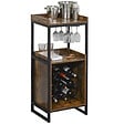 HOMCOM - Homcom Casier À Vin Design Industriel Étagère À Bouteilles 9 Bouteilles Support Verres À Vin Intégré Métal Noir Aspect Vieux Bois Veinage - vignette