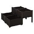 OUTSUNNY - Jardinière sur pieds carré potager 2 étages dim. 80L x 80l x 44H cm insert d'irrigation plastique imitation rotin tressé chocolat - vignette