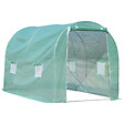 OUTSUNNY - Serre de jardin tunnel surface sol 6 m² 3L x 2l x 2,10H m châssis tubulaire renforcé porte zippée 4 fenêtres enroulables vert - vignette