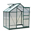 OUTSUNNY - Serre de jardin aluminium polycarbonate 2,51 m² dim. 1,9L x 1,32l x 2,01H m lucarne, porte coulissante + fondation incluse alu. vert polycarbonate transparent - vignette