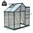OUTSUNNY - Serre de jardin aluminium polycarbonate 2,51 m² dim. 1,9L x 1,32l x 2,01H m lucarne, porte coulissante + fondation incluse alu. vert polycarbonate transparent - vignette