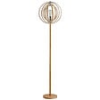 HOMCOM - Lampadaire sur Pied Circulaire 40 W Max. Abat-Jour bois naturel clair dim. Ø 38 x 160 cm - vignette