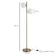 HOMCOM - Lampadaire design néo-rétro 2 boules max. 40 W métal doré - vignette