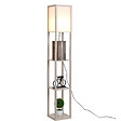HOMCOM - Lampadaire étagère lampe étagère 26L x 26l x 160H cm 3 étagères 4 niveaux MDF gris clair - vignette