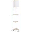 HOMCOM - Lampadaire étagère lampe étagère 26L x 26l x 160H cm 3 étagères 4 niveaux MDF gris clair - vignette