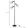 HOMCOM - Lampadaire design industriel 3 ampoules max. 40 W abat-jour cage métal noir - vignette