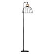 HOMCOM - Lampadaire design industriel grillagé et arqué 40 W max. métal noir rotin - vignette