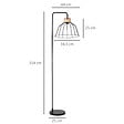 HOMCOM - Lampadaire design industriel grillagé et arqué 40 W max. métal noir rotin - vignette