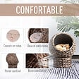 PAWHUT - PawHut Panier chat lit chat cosy grand confort dim. 42L x 33l x 52H cm coloris gris coussin moelleux beige inclus - vignette