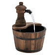 OUTSUNNY - Fontaine de jardin tonneau pompe à eau submersible incluse Ø 27 x 37H cm bois de pin marron - vignette