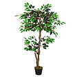 OUTSUNNY - Arbre artificiel plante artificiel ficus hauteur 1,2 m tronc branches liane lichen feuilles grand réalisme pot inclus - vignette