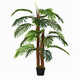 OUTSUNNY - Palmier artificiel hauteur 1,2 m arbre artificiel tronc branches lichen feuilles grand réalisme pot inclus - vignette