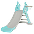 HOMCOM - Toboggan enfant avec panier de basket-ball usage intérieur et extérieur dim. 140 x 87 x 75 cm bleu et gris - vignette