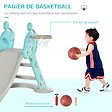 HOMCOM - Toboggan enfant avec panier de basket-ball usage intérieur et extérieur dim. 140 x 87 x 75 cm bleu et gris - vignette
