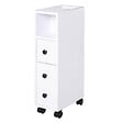 HOMCOM - Meuble bas colonne rangement salle de bain à roulettes blanc dim. 18L x 30l x 68,5H cm - vignette