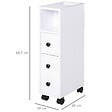 HOMCOM - Meuble bas colonne rangement salle de bain à roulettes blanc dim. 18L x 30l x 68,5H cm - vignette