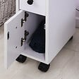 HOMCOM - Meuble bas colonne rangement salle de bain à roulettes blanc dim. 18L x 30l x 68,5H cm - vignette