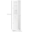 KLEANKIN - Meuble colonne de salle de bain placard porte acrylique 2 étagères placard porte 1 étagère tiroir MDF blanc - vignette