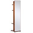 HOMCOM - Miroir sur pied avec roulettes - portant, 4 patères étagère MDF aspect noyer - vignette