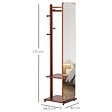 HOMCOM - Miroir sur pied avec roulettes - portant, 4 patères étagère MDF aspect noyer - vignette