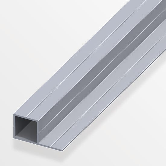 ALFER - Tube carré 1 côté pour M8 11.5x21.5mm aluminium brut 1m - large