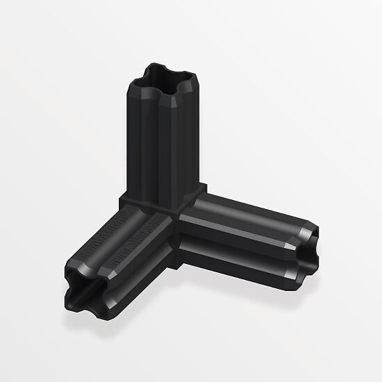 ALFER - Connecteur-équerre 90° 3 embouts plastique noir 23.5mm - large