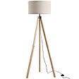 HOMCOM - Lampadaire trépied style scandinave 40 W max. dim. 45L x 45l x 152H cm bois de pin lin beige - vignette