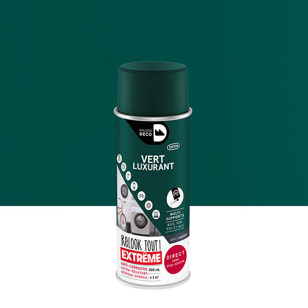 MAISON DECO - Peinture aérosol relook tout extrême vert luxuriant satin 400 ml - large