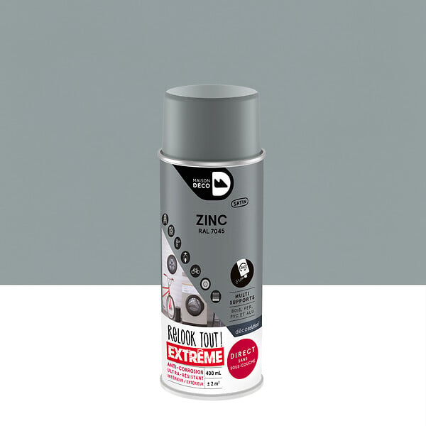 MAISON DECO - Bombe de peinture multi-supports - Zinc satin - 400ml - large
