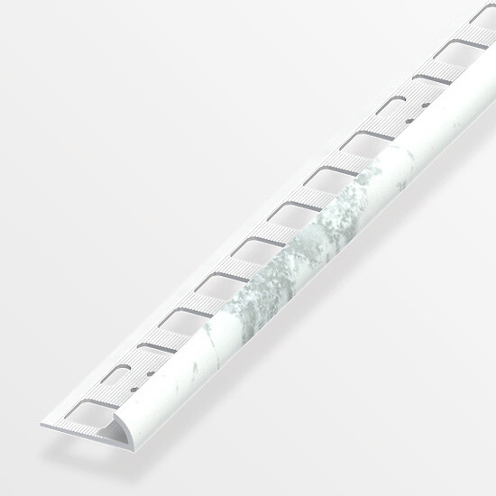 ALFER - Arrêt carrelage arrondi PVC marbre blanc 10x2.5mm - large