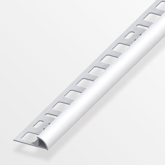 ALFER - Arrêt carrelage rond aluminium anodisé argent 8x- 2,5mm - large