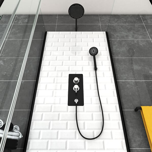 AURLANE - Cabine de douche carrée 80x80x230cm à motif carreaux de métro - UNDERGROUND SQUARE 80 - large